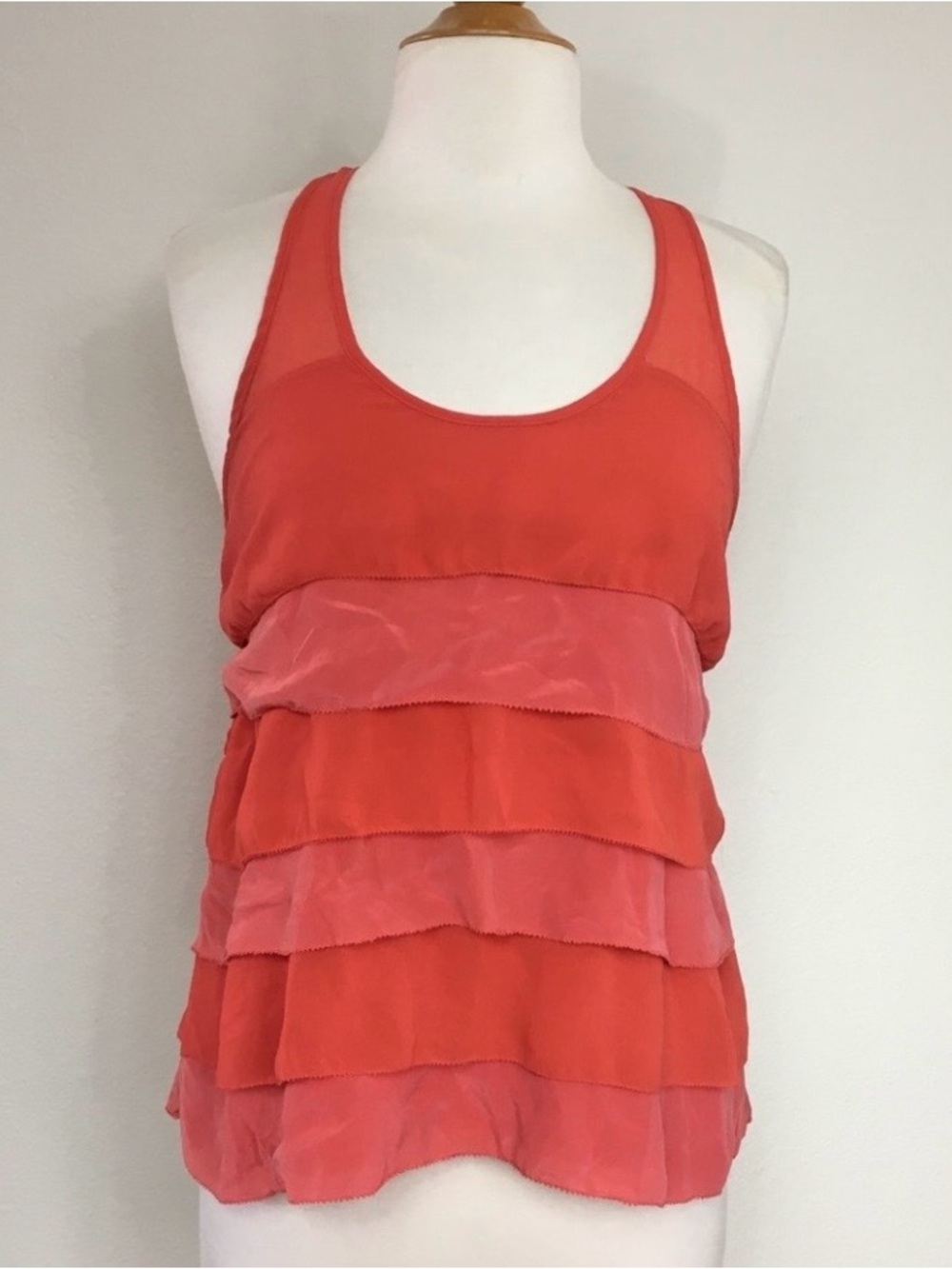 Patterson J. Kincaid Y2K Orange Silk Mix Racerback Tank Top Size Size S Coastal